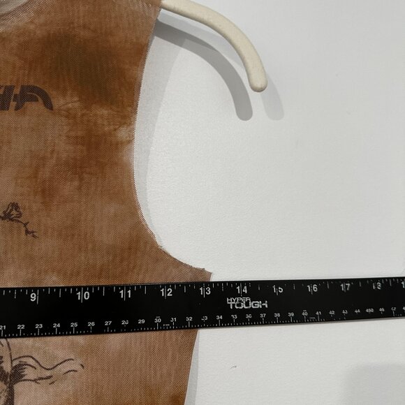 I.AM.GIA Crescent Mesh Sleeveless Top Tan Sheer Snake Y2K Style - Picture 4 of 6